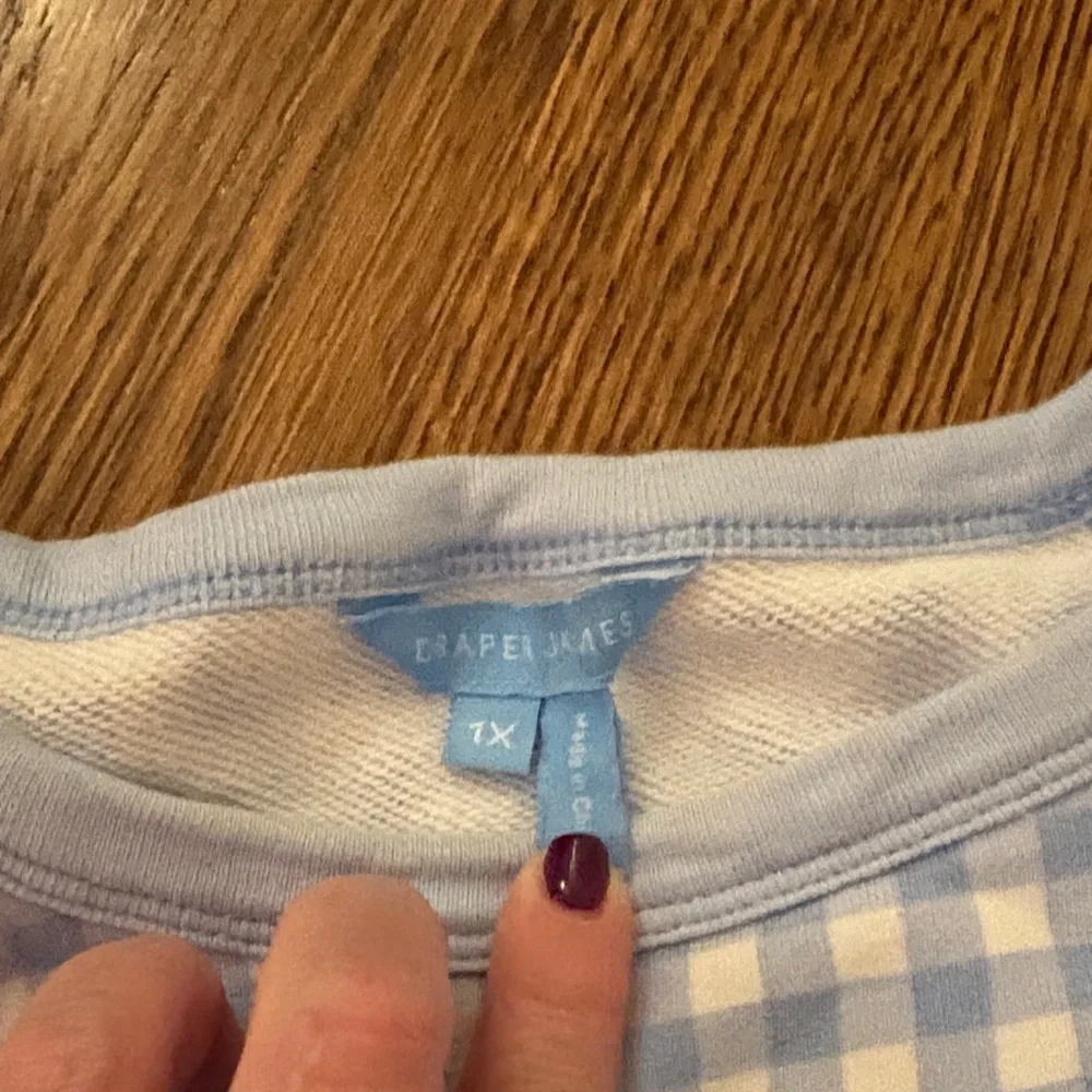 Draper James Blue and White Checkered Sweatshirt - Picture 2 of 3